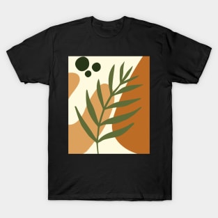 Minimal Modern  Abstract Shapes Abstract Leaf Warm Tones  Pattern T-Shirt